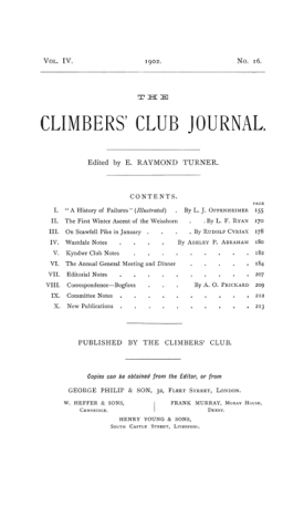 Climbers' Club 1902 Vol.4 No.16 Journal cover